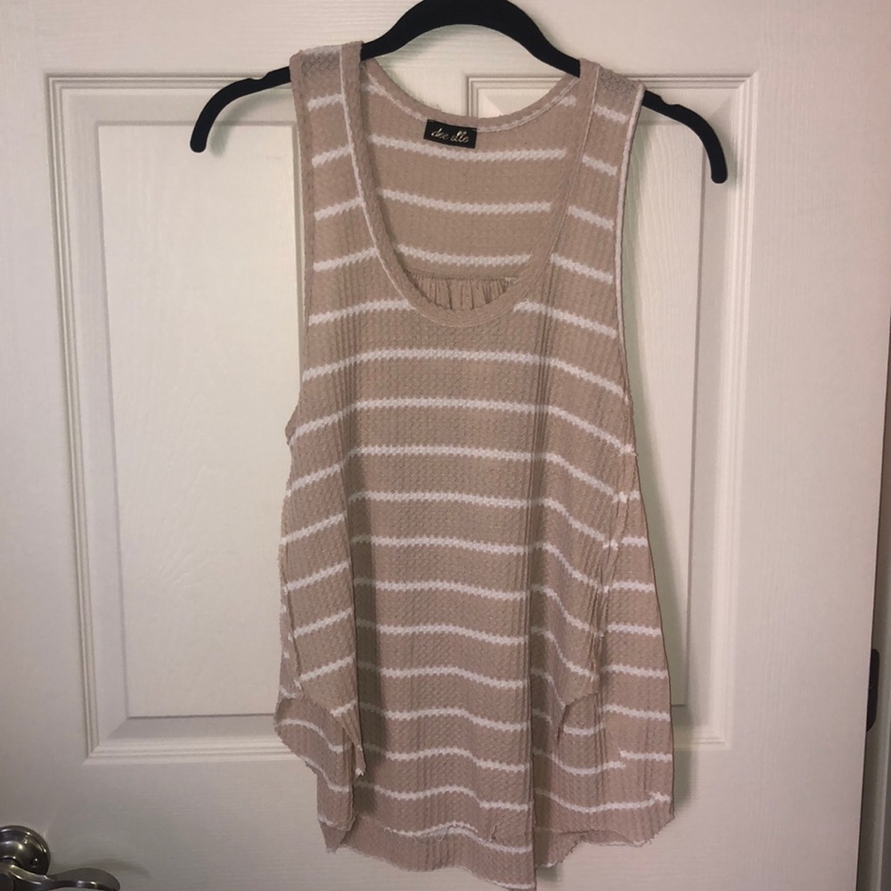 Beige and white loose fit tank